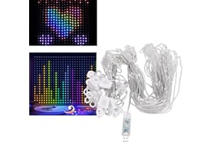 Gugxiom 400 LED Smart Curtain Lights with App Control, RGB Color Changing DIY Text Display, Music Sync Bluetooth Fairy Lights