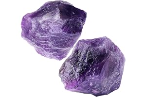 NUKAYAI 2Pcs Amethyst Crystal Rock Stone Raw Healing Crystals 1.8-2.2" Large Natural Rocks for Tumbling Purple Rough Polishing Fountain DIY Lapidary Cabbing Wire Wrapping Decoration Reiki Wicca Stones