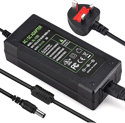 TOBWOLF DC 12V 5A Power Supply 60W UK Plug 100-240V to 12V Adaptor