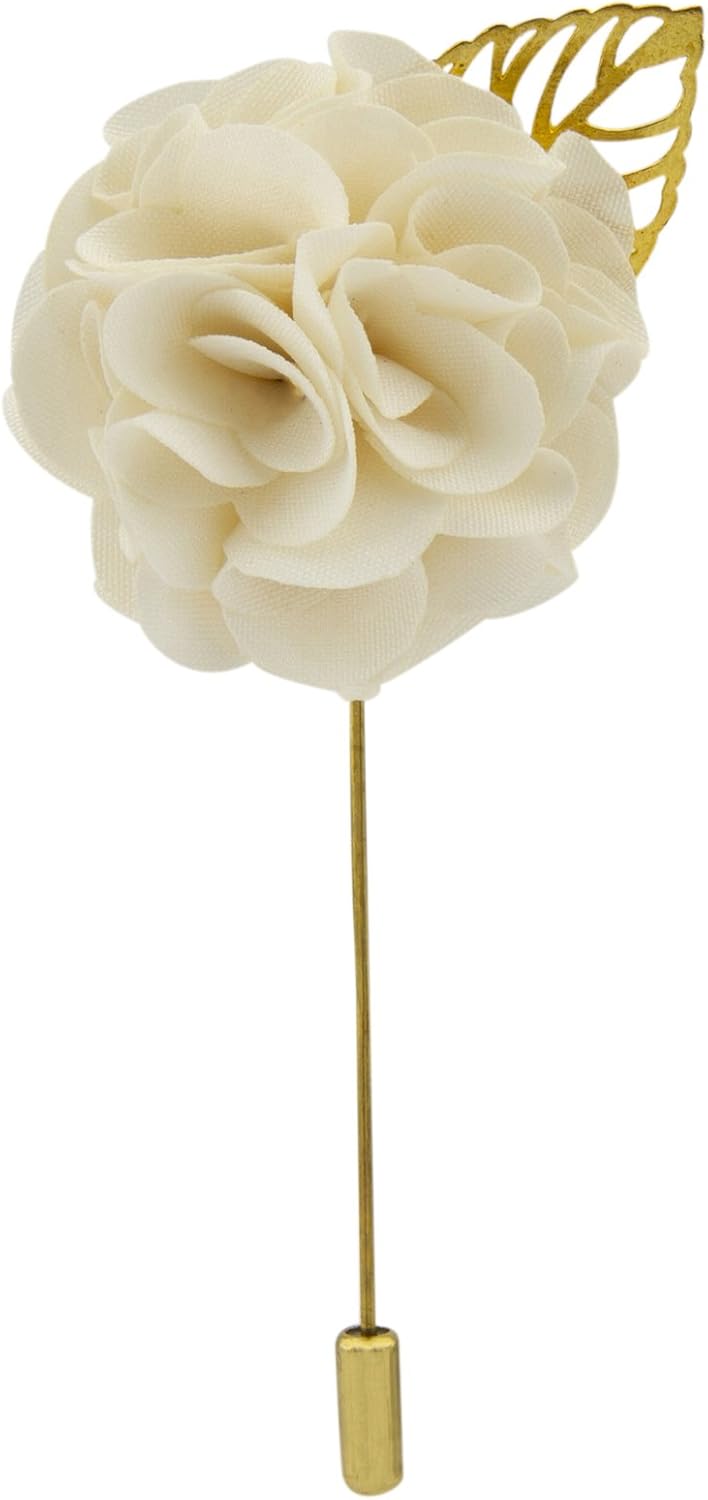 Brooch Lapel Pin for Men Off-White Bunch Flower with Golden LeafLapel Pin Badge Coat Suit Wedding Gift Party Shirt Collar Accessories