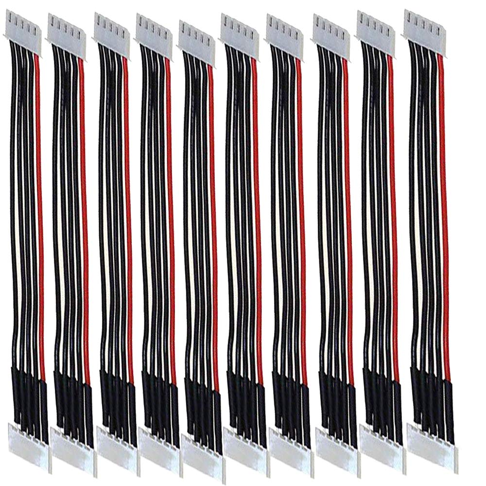 10 Pcs 15cm JST-XH 2S 3S 4S 5S 6S Lipo Balance Wire Extension Cable Lead JST-XH Connector Adapter Plug with 15cm 22awg Silicone Cable (4S)