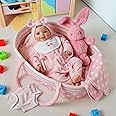 BABESIDE 8 Pcs Reborn Baby Doll Clothes with Bassinet for 17-22 Inch Baby Dolls, Baby Doll Accessories and Doll Clothes Outfit fit Newborn Baby Doll Girl, Babies Pretend Play Set (Not Doll)