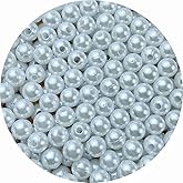 YHYPOCI 300pcs Pearl Beads for Crafts 8mm Resin Pearl for Jewelry Making Round Loose Pearls Beads with Hole for Necklaces Bracelets Earrings Making Jewelry Decoration (White)