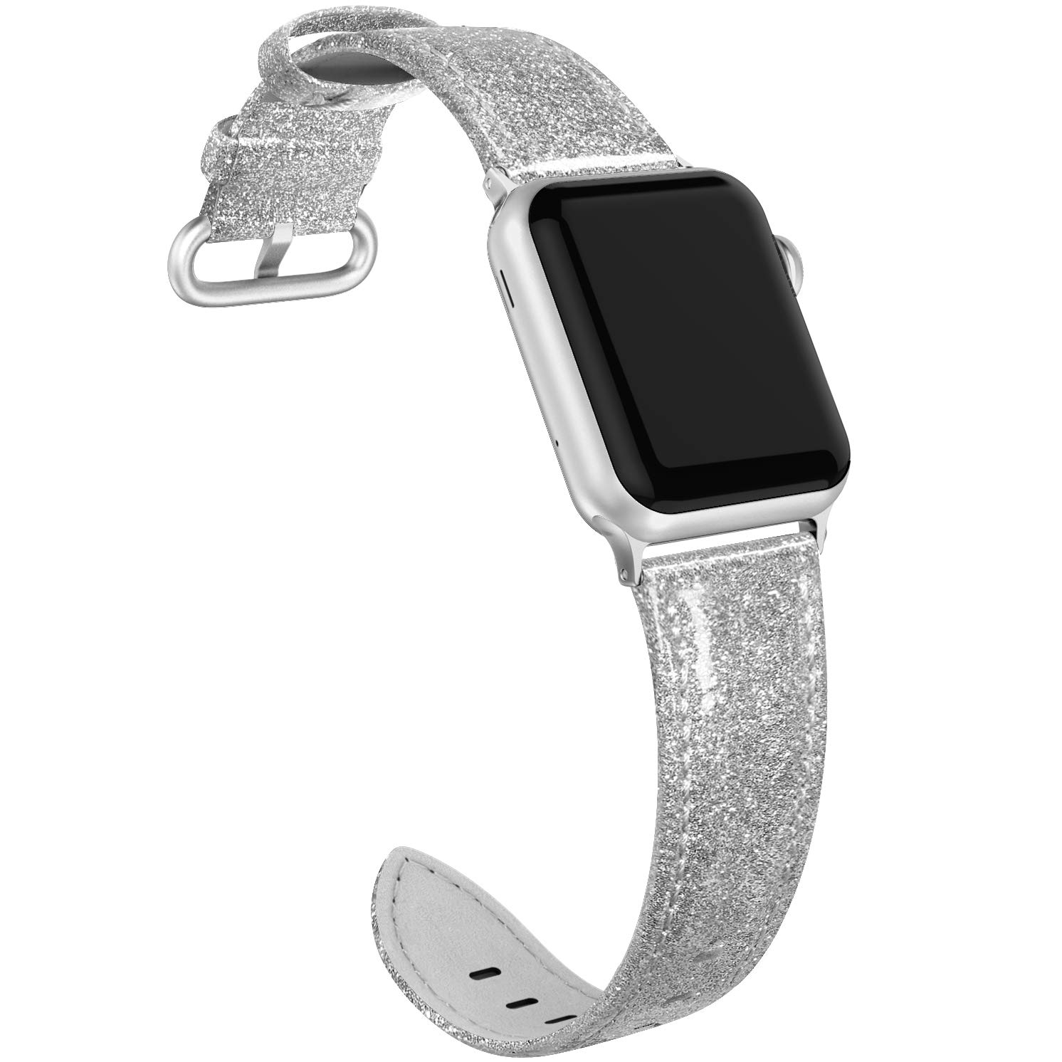 PARMPH Genuine Leather Strap Compatible for Apple Watch 38mm 40mm 41mm 42mm(Series 10), Soft Elegant Leather Strap Compatible with iWatch Series 10 9 8 7 6 5 4 3 2 1 SE Sports Edition for Women Men
