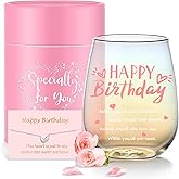 Gifts for Women Birthday Wine Glasses Happy Birthday Gifts Drinking Cups Unique Birthdays Gift ideas for Her Best Friends Mom Sister Girlfriend Wife Pink Birthdays Decorations