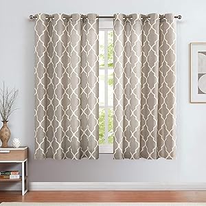 jinchan Quatrefoil Linen Blend Curtains Moroccan Tile Pattern Print Curtain Window Curtain Panels for Living Room Geometry Lattice 50