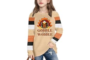 YI XIANG RAN Boys Girls Thanksgiving Shirts Kids Gobble T Shirt Cute Thanksgiving Turkey Graphic Tshirts Long Sleeve Tee Tops 5-14y