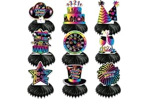 HEYPRIIL 2025 Happy New Year Eve Party Supplies Decorations Table Honeycomb Centerpieces, 9 Pcs New Years Eve Party Supplies 3D NYE Centerpieces Table Decor