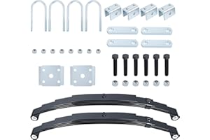 BBTEQEKN 2 Pack Trailer Leaf Spring Kit, 4 Leaf Spring Kit with U-Bolt Kit and 1750lb Capacity Single Trailer Axle Hanger Kit