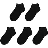SERISIMPLE Viscose Bamboo School Socks Ankle Super Soft Kids Socks Stretch Cuffs Athletic Socks Odor Anti-odor 5 Pairs