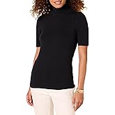 Amazon Essentials Women's Cotton Modal Draped Puff Sleeve Turtleneck