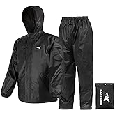 KastKing AquaLite Waterproof Rain Suit for Men and Women, Loose Fit, Lightweight, Durable Outdoor Gear for Fishing, Hiking, Large, Black