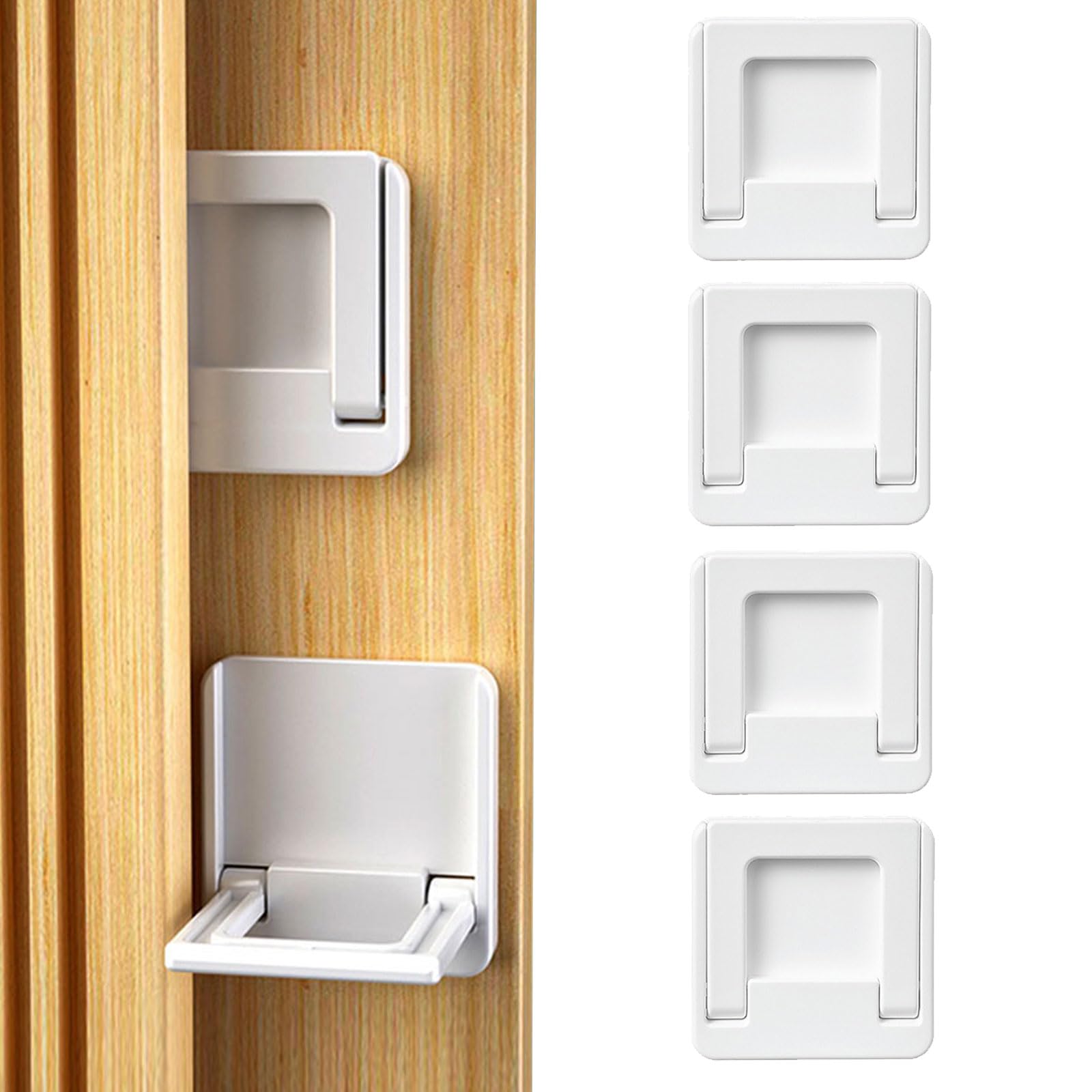 ZEWZE Sliding Door Locks 4 Pieces Child Safety Sliding Door Locks with 3M Adhesive Pad No Drilling Window Child Safety for Windows, Door Closet, Door