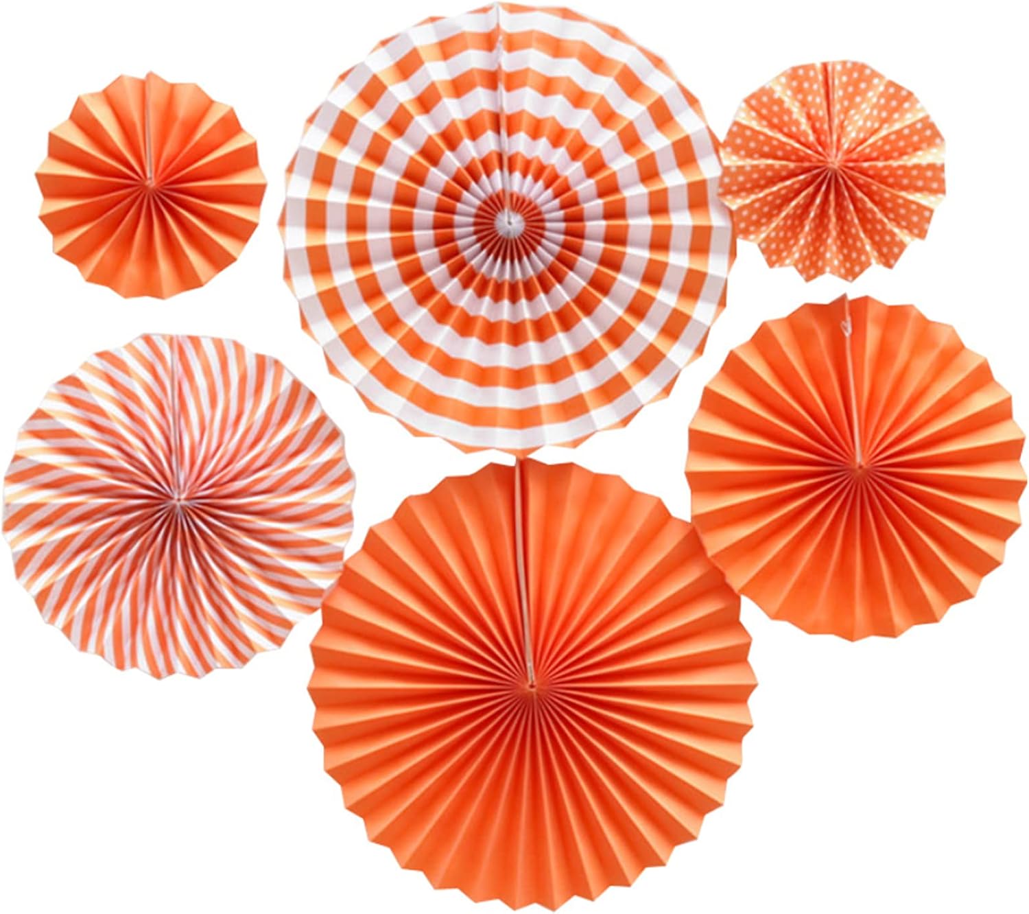 Jarcgoer Paper Fan Flower，6pcs/Set Paper Fans Set Hanging Pinwheels Fan DIY Paper Craft for Wedding Birthday Christmas Party Decoration Hanging Paper Fan Flower Decoration (Orange): Home & Kitchen