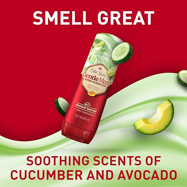 OLD SPICE SUPER HYDRATION BODY WASH GENTLEMAN’S BLEND, CUCUMBER + AVOCADO OIL SCENT FOR DEEP CLEANING AND 24/7 RENEWING MOISTURE, 20 OZ