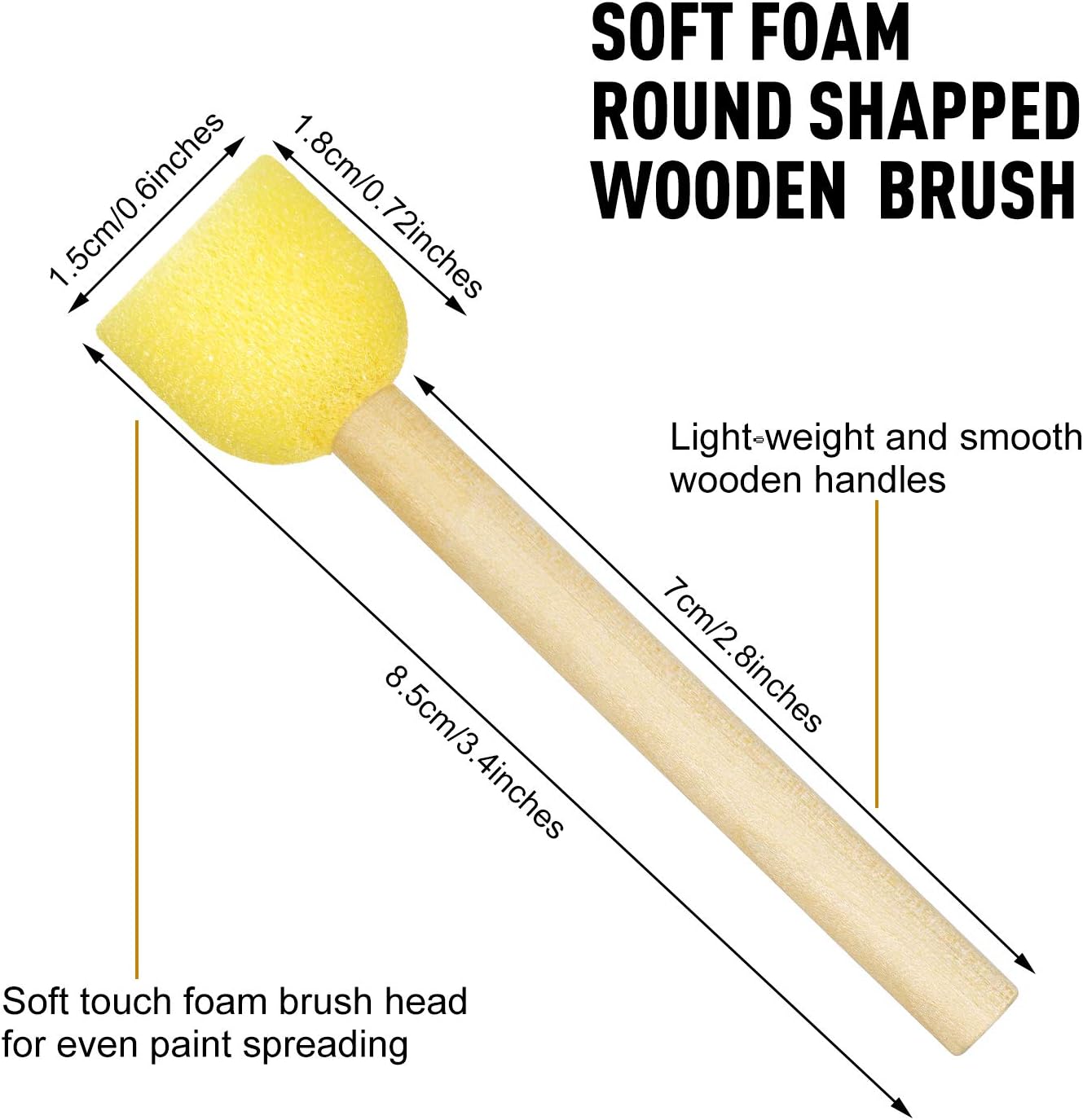 40 Pieces Round Sponge Foam Brush Set Paint Sponge Brush Wooden Handle Foam Brush Sponge Painting Tools for Kids Painting Crafts (0.6 Inch): Arts, Crafts & Sewing