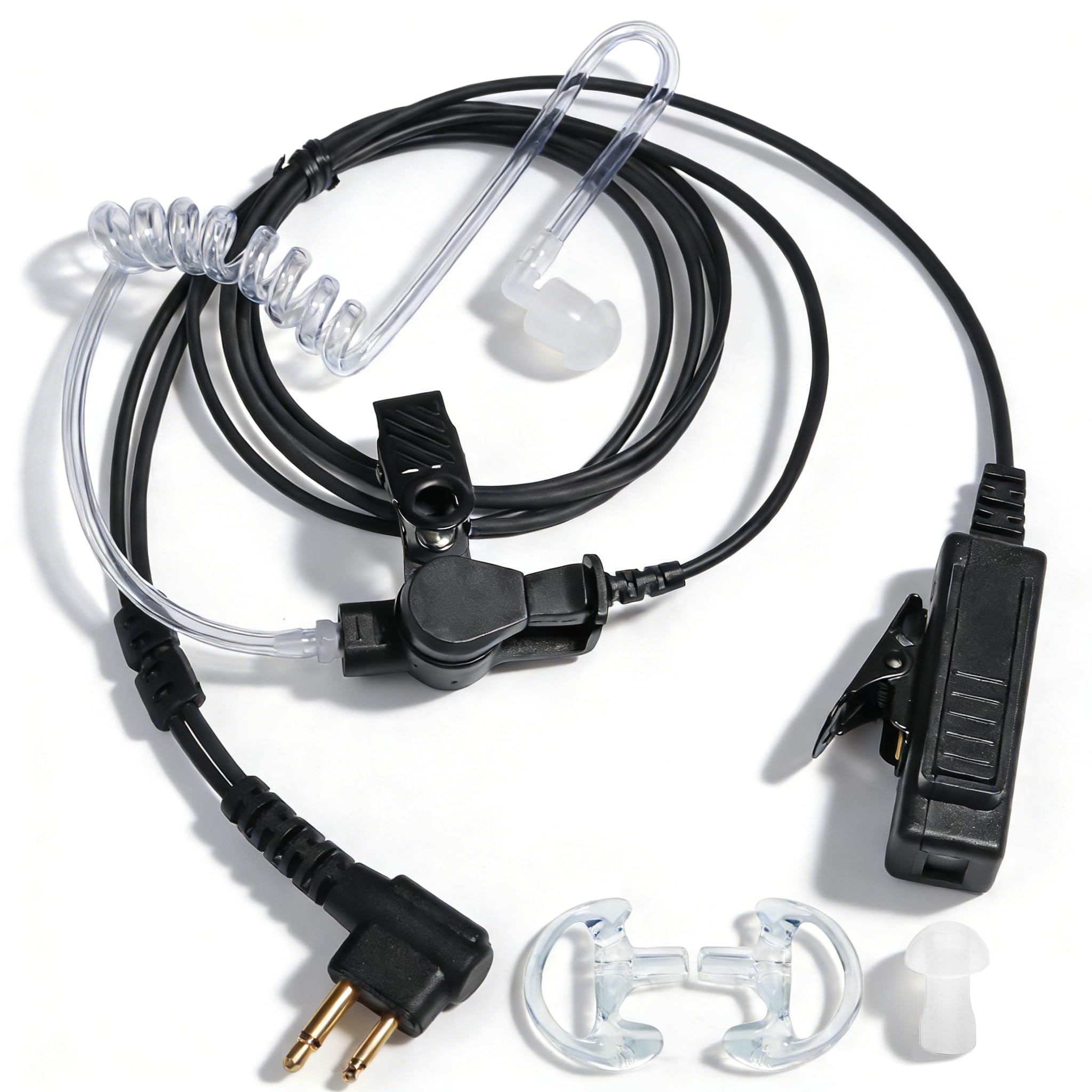 HYS Covert Acoustic Tube Security Bodyguard Earpiece Headset PTT Mic Compatible With Motorola CP040 DP1400 GP68 GP88 GP300 CT150 Pro1150 Hyera Midland 2 Way Radio (TB06+2MEB)