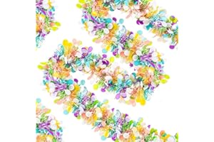 AMIATALO 40 Feet Easter Tinsel Garlands Decorations, Colorful Tinsel Twist with Confetti Spring Easter Metallic Glitter Hanging Garland for Holiday Party Window Outdoor Indoor Tree Supplies (Rainbow Color)