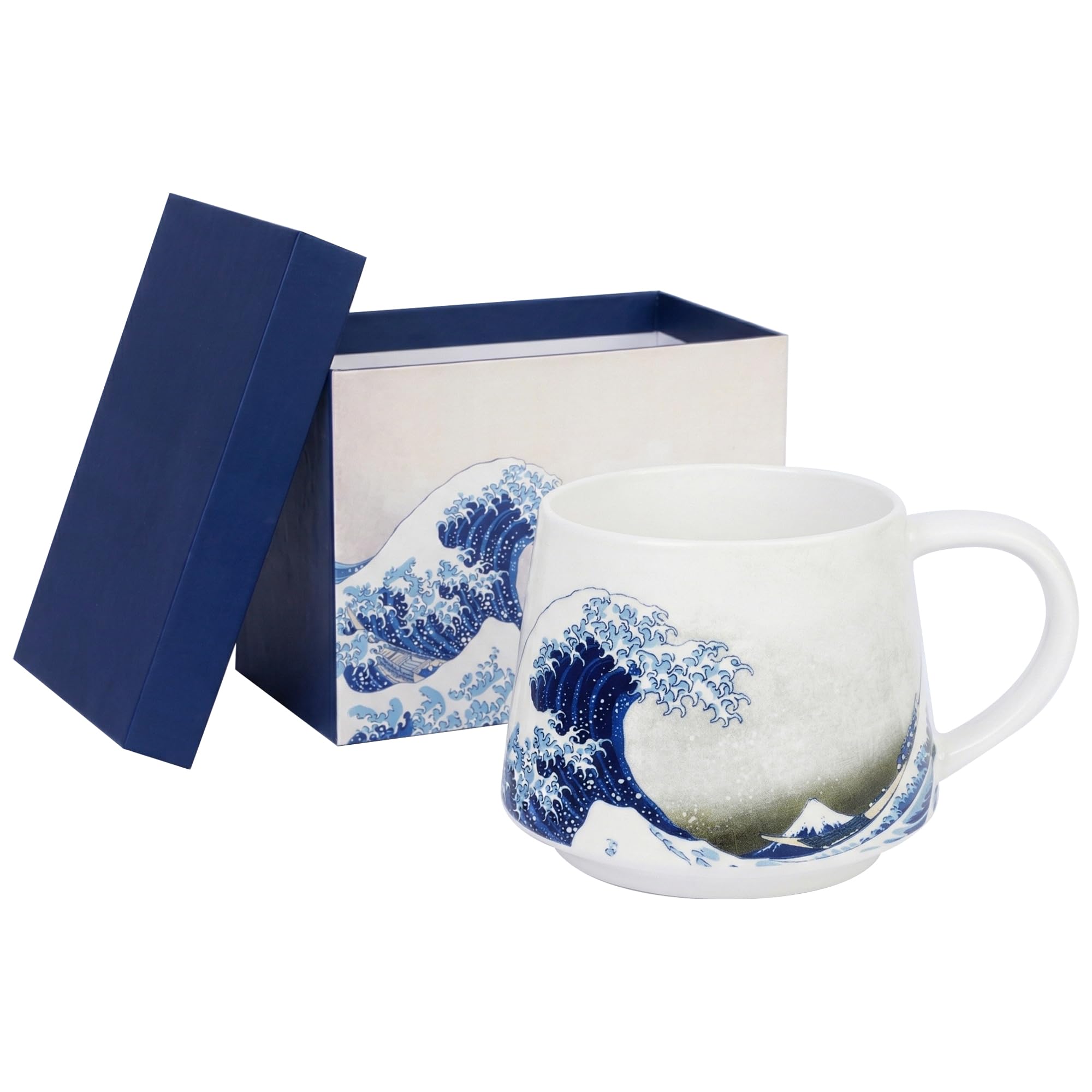 DUSVALLY Ceramic Mug The Great Wave Mug Ceramic Coffee Mug,Tea Cup with Handle and Gift Box 12oz,Wave (Without Coasters)