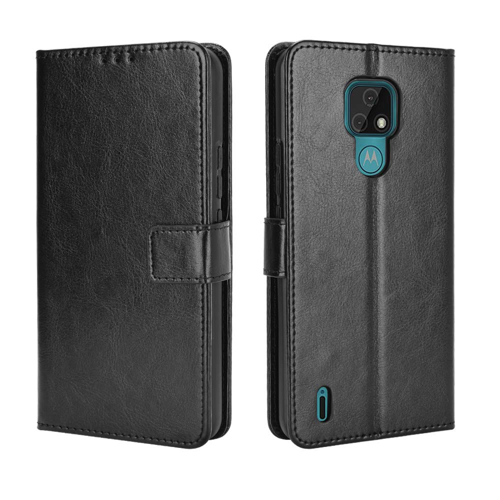 Motorola Moto E7 Case [Wallet Case] [Kickstand] [Card Slots] [Magnetic Flip Cover] Compatible with Motorola Moto E7 Smartphone(Black)