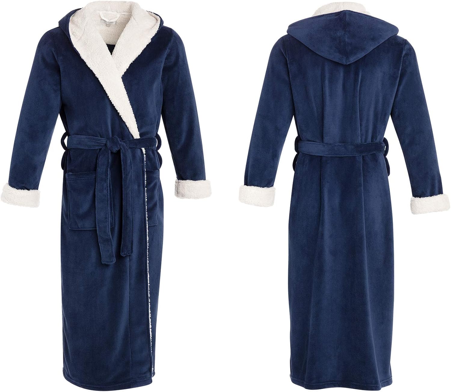 Alexander Del Rossa Men's Warm Fleece Robe with Hood, Plush Sherpa Big and Tall Bathrobe at  Men’s Clothing store