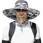 HUAMULAN 6" Super Wide Brim Sun Hats, Men and Women Bucket Hat for Fishing Hiking Garden Lawn Work Safari Camping Outdoor