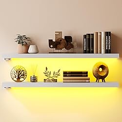 BAMEOS Floating Shelves with LED Lights, 31" White
