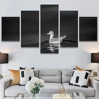 SIGNWIN 5 Panel Canvas Wall Art Bird on Water for Home Decorations Ready to Hang - 60