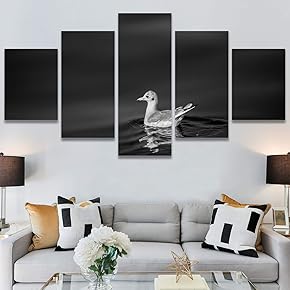 SIGNWIN 5 Panel Canvas Wall Art Bird on...