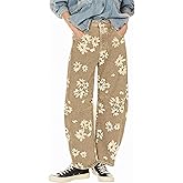 1901 SOCIETY Womens Barrel Jeans Baggy Mid-Low Rise Jeans Y2k Floral Printed Denim Leopard Pants Ankle Boyfriend Denim Pants
