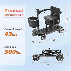 43lb Lightweight Mobility Scooter for Adults