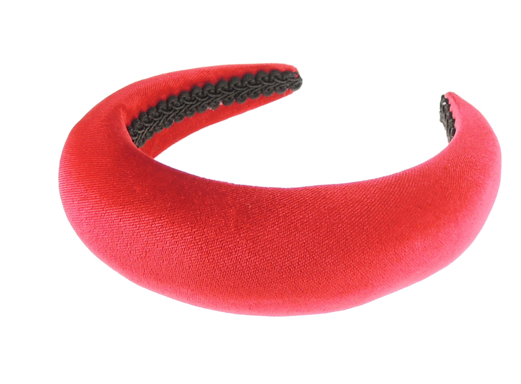 Womens Occasion Wedding Bridal Party Birthday Christmas Evening Wide Thick High Bump Padded Matador Velvet Velour Hair Hairband Headband Alice Band (Red, One Size)