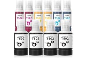 OFFICENTER 10 Pack T502 502 Ink Refill Bottles for Ecotank ET-2760 ET-4760 ET-2750 ET-3760 ET-2850 ET-15000 ST-4000 ST-2000 ET-3710 ET-3850 ET-3750 ET-4850 ET-3830 ET-4750 ET-2700 ST-3000 Printer