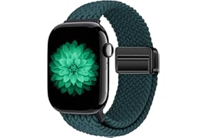 Braided Stretchy Band Compatible with Apple Watch Bands 38mm 40mm 41mm 42mm for Women Men, Soft Nylon Solo Loop Magnetic Spor