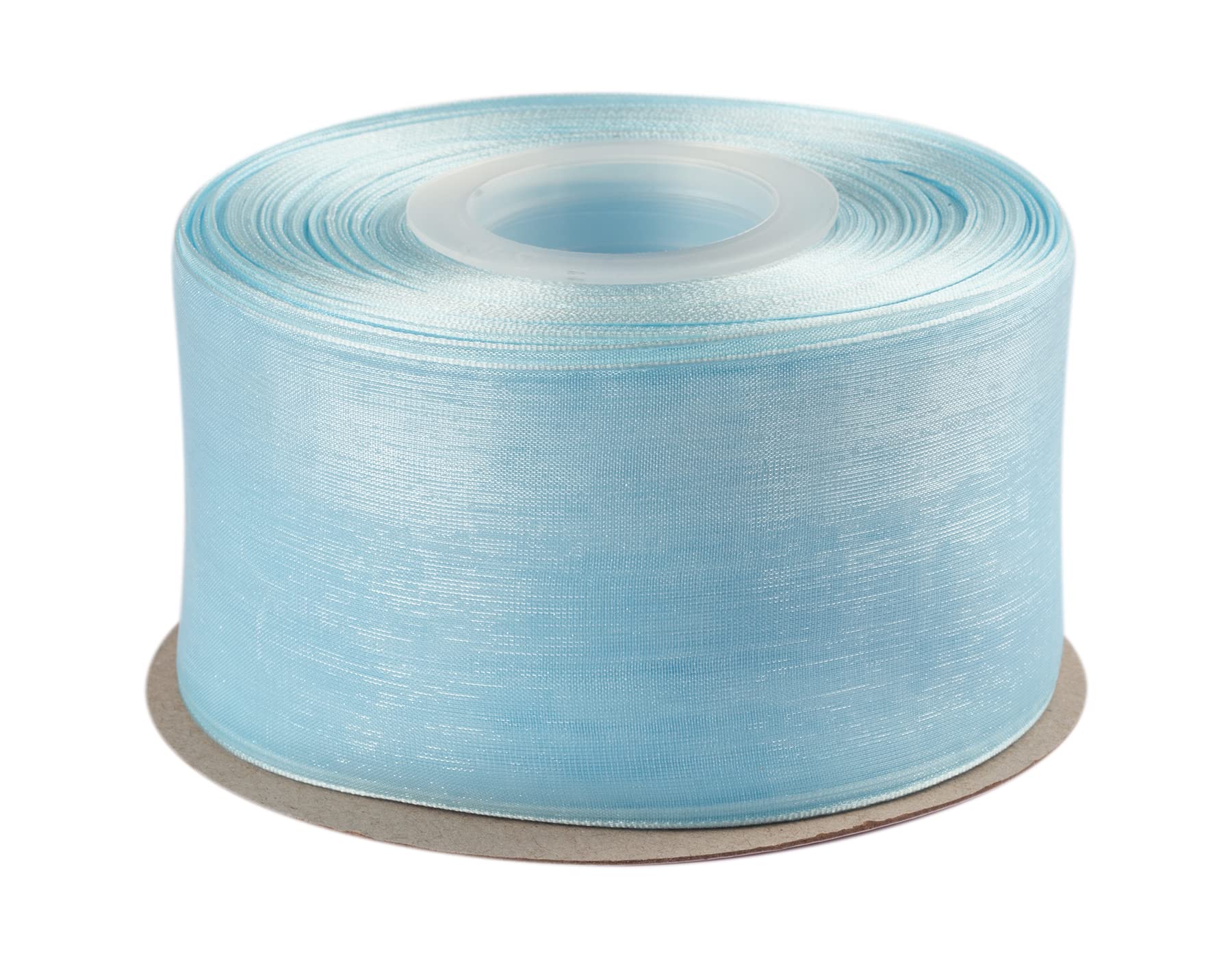 Ribbonitlux 50mm Sheer Organza Ribbon, Blue Mist Shimmer Chiffon Ribbon 45M-Roll, Ideal for Wedding Events Christmas Decaration Making Floral Bouquets DIY Crafts