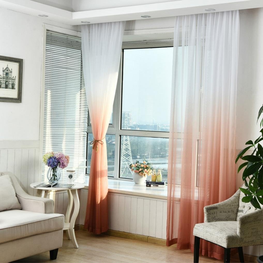 Sheer Window Panel Curtains, Keepwin Ombre Gradient Window Treatment