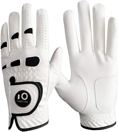FINGER TEN Golf Gloves Men Left Hand Cabretta Leather Ball Marker Weathersof M