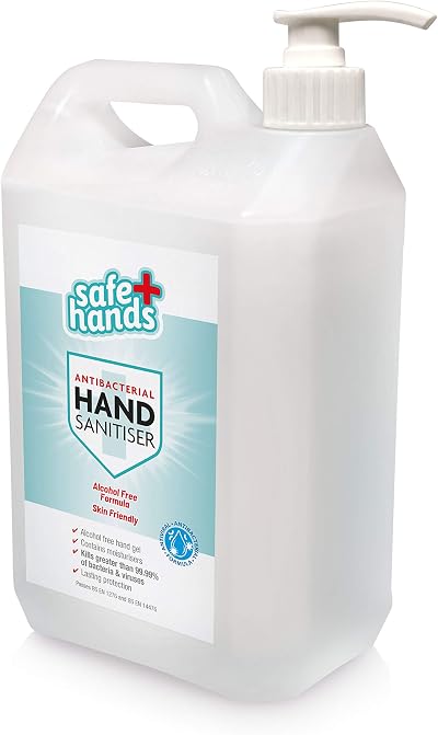 Safe Hands Hand Sanitiser Gel Star Brite 5 Litre with Pump Alcohol Free