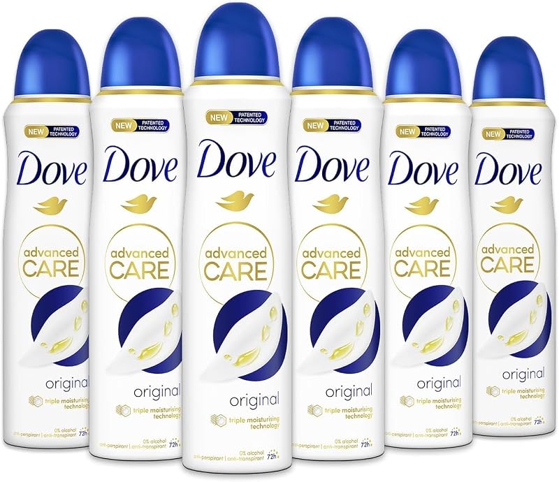 Advanced Care Original Deodorant Spray mit feuchtigkeitsspendender und hautfreundlicher Formel, ohne Alkohol, bis zu 72 Stunden, Deodorant für Damen und Herren, 6 Stück à 150 ml