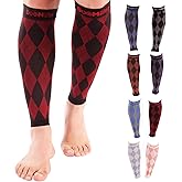 Doc Miller Calf Compression Sleeve for Women & Men, Footless 20-30mmHg Support for Shin Splints, Varicose Veins, Nurses, Running, Leg Pain Relief, Argyle Pattern, 1 Pair