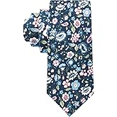 Luckyvestir Ties for Men, Sage Green Cotton Floral Tie 2.76" Flower Printed Men's Neckties for Wedding/Groomsmen/Suit/Party