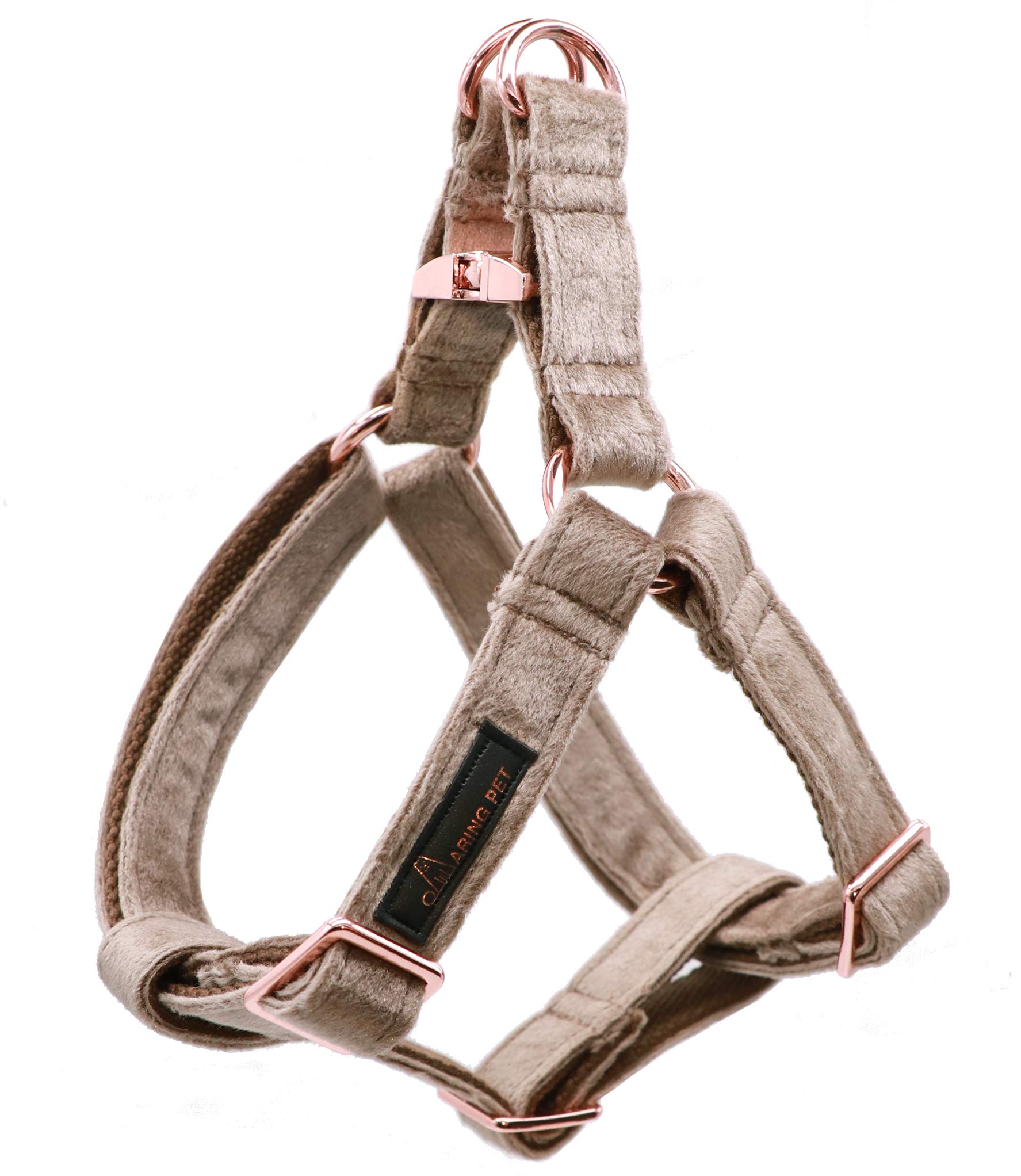 ARING PET Brown Dog Harness, Soft and Comfortable Velvet Dog Harness with Adjustable Heavy Duty Metal Buckle for Boy and Girl Dogs, Small
