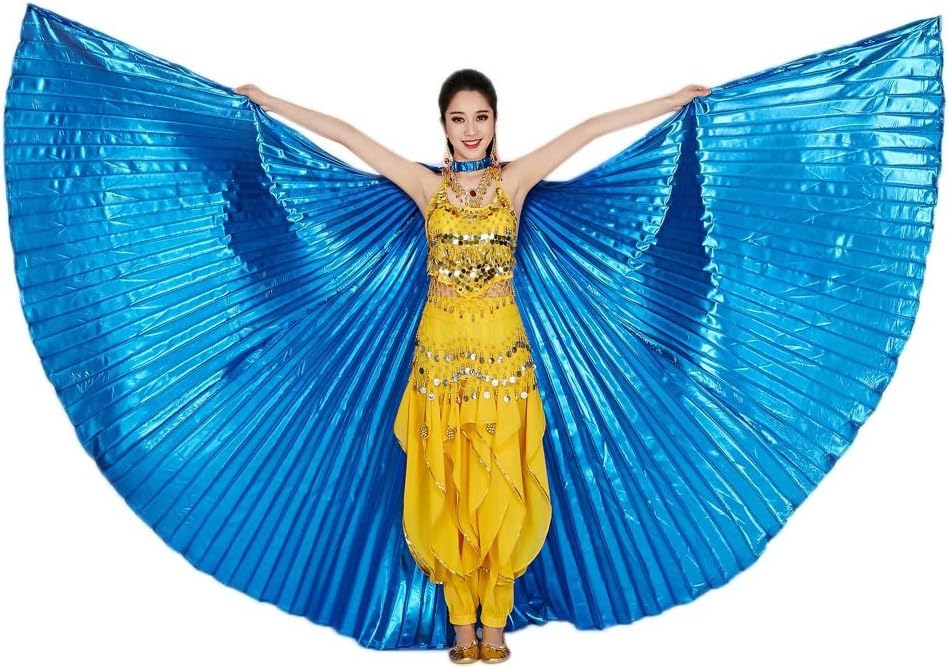 Rcool Beautiful Soft Fabric Egypt Belly Dancing Wings Wrap Shawl Women Girl Costume Dresses Capes Stoles Dance Accessory (Blue)
