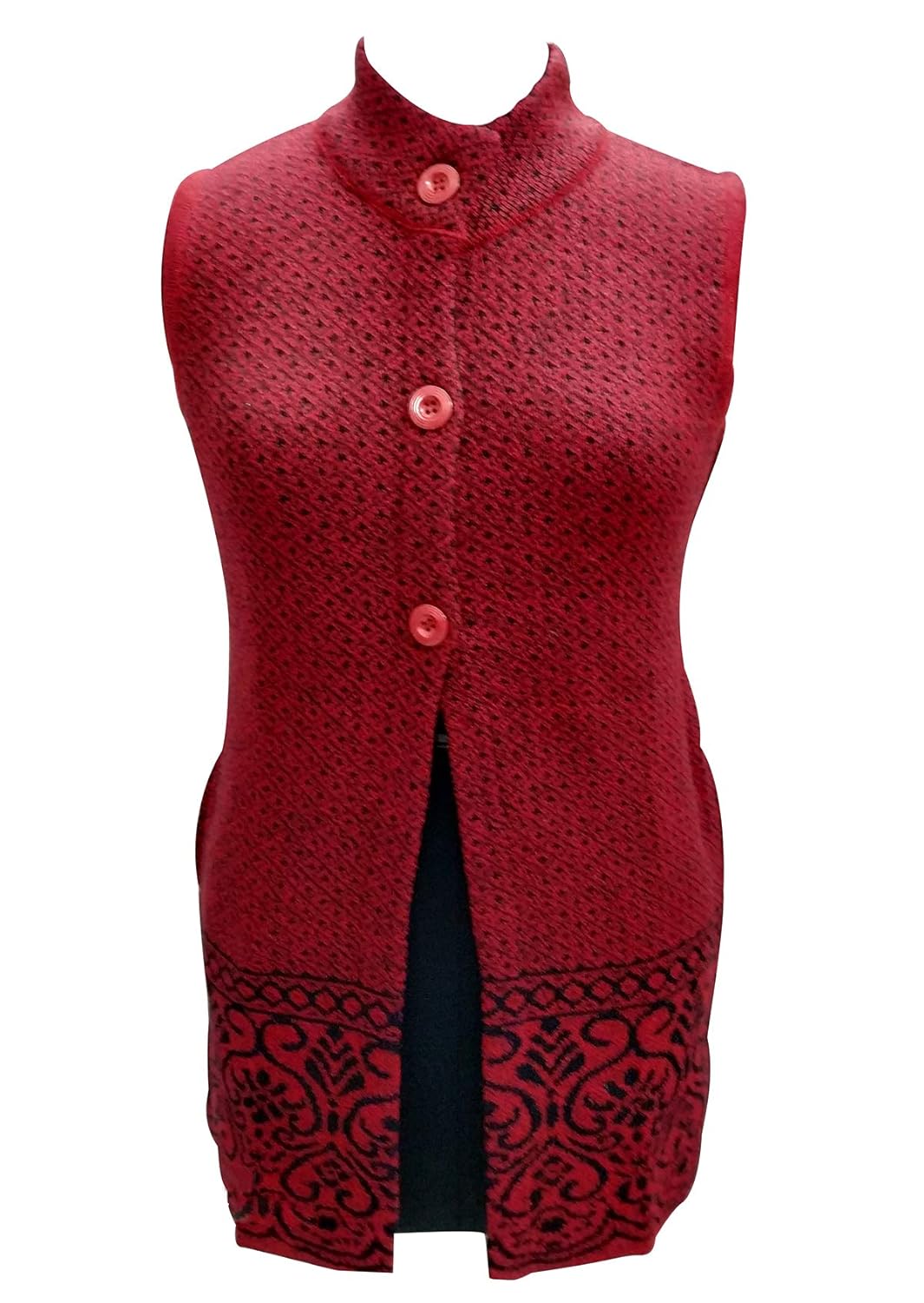 wolly women's and girls sleevless coat with pockets for winter-1959