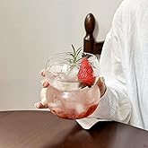 Dxmimer Ribbed Glassware Water Tumbler, Wave Bubble Glasses Tumbler, Aesthetic Ripple Glass Tumbler,Cute Glass Tumbler for Iced Coffee Juice Drink Milk Tea,Beer, Coctail (small wave-big mouth)