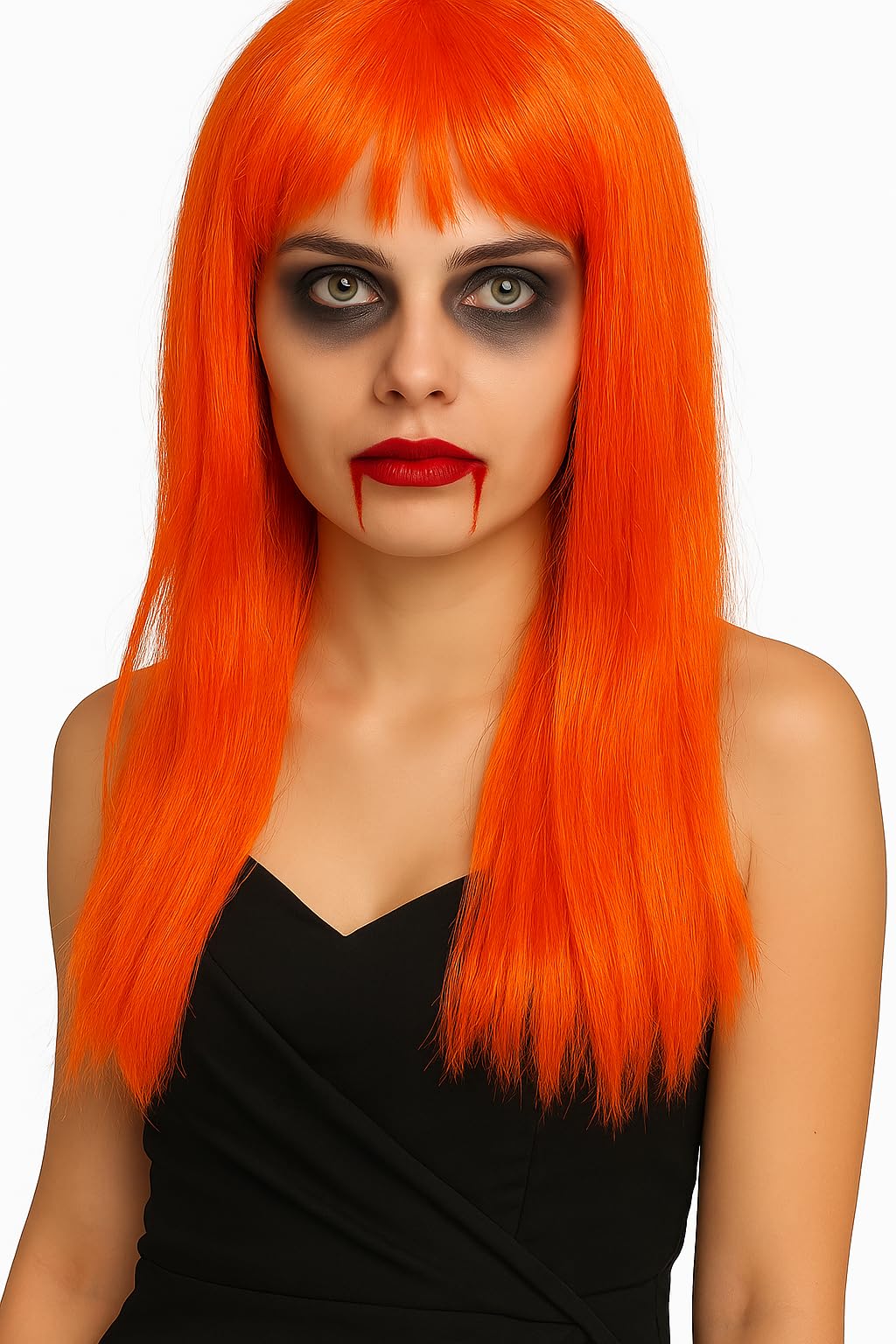 WOMEN'S LADIES LONG STRAIGHT WIG FANCY DRESS COSPLAY WIGS POP PARTY (Orange) — image 1