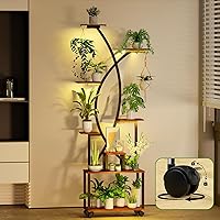 Plant Stand Indoor with Grow Light: Plant Shelf 62“ Tall Metal 8 Tiers 4 Lights Plant Stands with Wheels- Plant Rack Indoor l