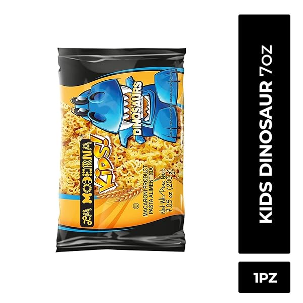 LA MODERNA, KIDS DINOSAUR PASTA, 7.05 OZ (PACK OF 1) – MADE WITH DURUM WHEAT SEMOLINA | FUN SHAPES FOR KIDS | ENRICHED WITH IRON & B VITAMINS | NON-GMO | KOSHER | QUICK FAMILY MEAL