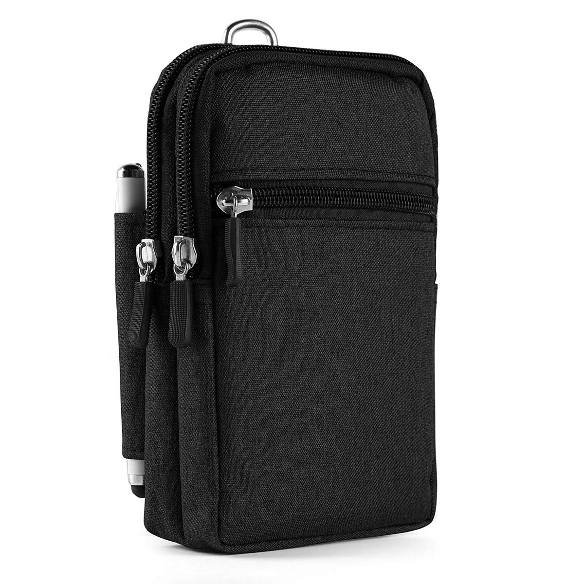 Cell Phone Belt Clip Holster for Men Black, Cell Phone Waist Bag for Men, Small Vertical Mobile Phone Waist Bag Belt Clip Pouch Carrying Case Pocket Handbag Wallet Purse with Belt Clip Carabiner Hook