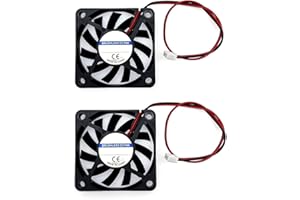 JZK 2PCS 60 x 60 x 10 mm 2pin DC 12V Mini Silent Cooling Fan with Wires, 6010 Small Quiet Cooling Fan 60mm, 6cm Miniature brushless DC Fan 12V, 3D Printer Fan with Cable, heatsink Fan